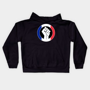 Black Lives Matter Fist Circled Flag France Kids Hoodie